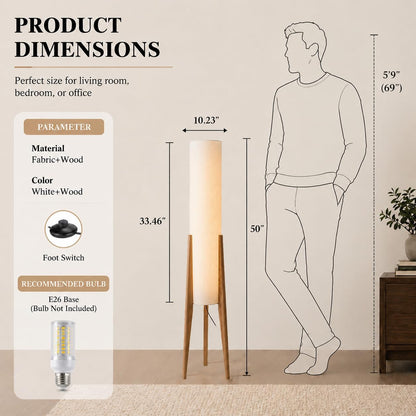 MIXL-Farmhouse Style Bamboo Floor Lamp,Large Wicker Indoor Floor Light,Boho Standing Light Plug in,Modern Minimalist Standing Lamp for Living Room Bedroom