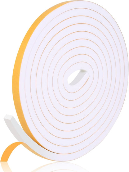 16Feet Weather Stripping Seal (1/2 Inch X 1/4 Inch) for Door Window, High Density Foam Tape, Soundproofing, Insulation Strip, Door Sealers for Door Frame- White