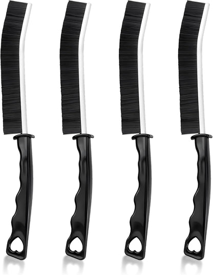 4 Pcs Multi-Purpose Hard Bristle Crevice Cleaning Brush Small Deep Gap Cleaning Tools Scrub Brushes Household Use Versatile Thin Grout Brush for Kitchen Window Tile Bathroom Shower Corner Toilet Black