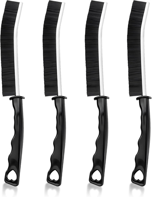 4 Pcs Multi-Purpose Hard Bristle Crevice Cleaning Brush Small Deep Gap Cleaning Tools Scrub Brushes Household Use Versatile Thin Grout Brush for Kitchen Window Tile Bathroom Shower Corner Toilet Black