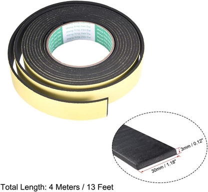 uxcell Sealing Foam Tape 5mm Wide 3mm Thick 4m/13ft Long, Self Adhesive Weather Strip for Window Door Insulation, Pack of 2