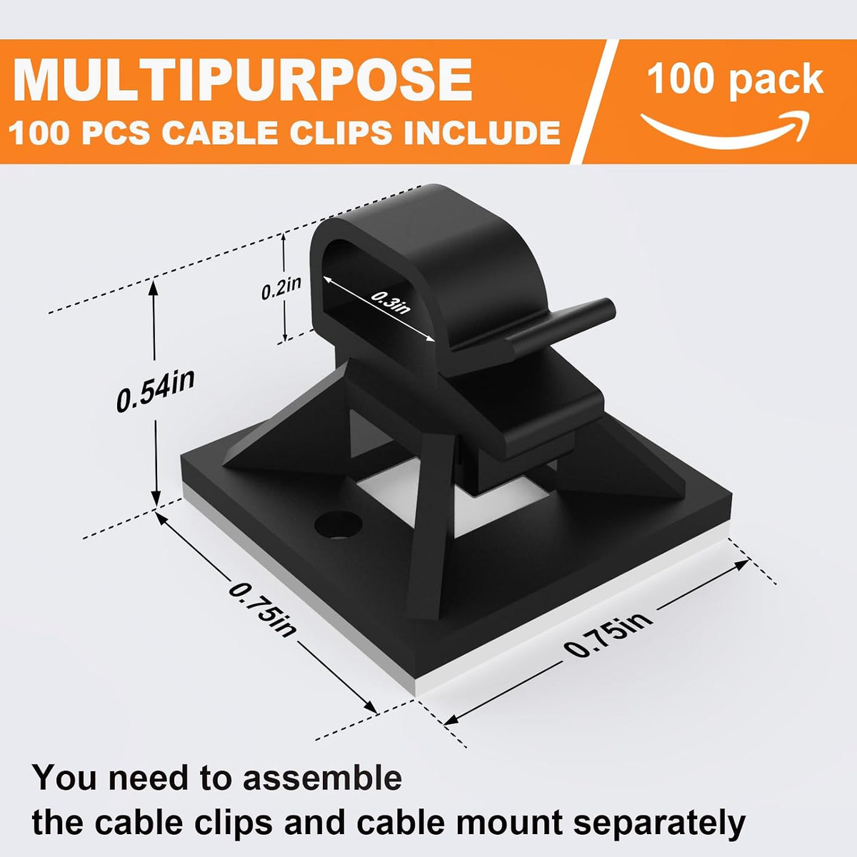 3/4" Zip Tie Adhesive Mounts Self Adhesive Cable Base Holders with Multi-Purpose Tie wire clips with screw hole,Anchor stick on wire holder,Black