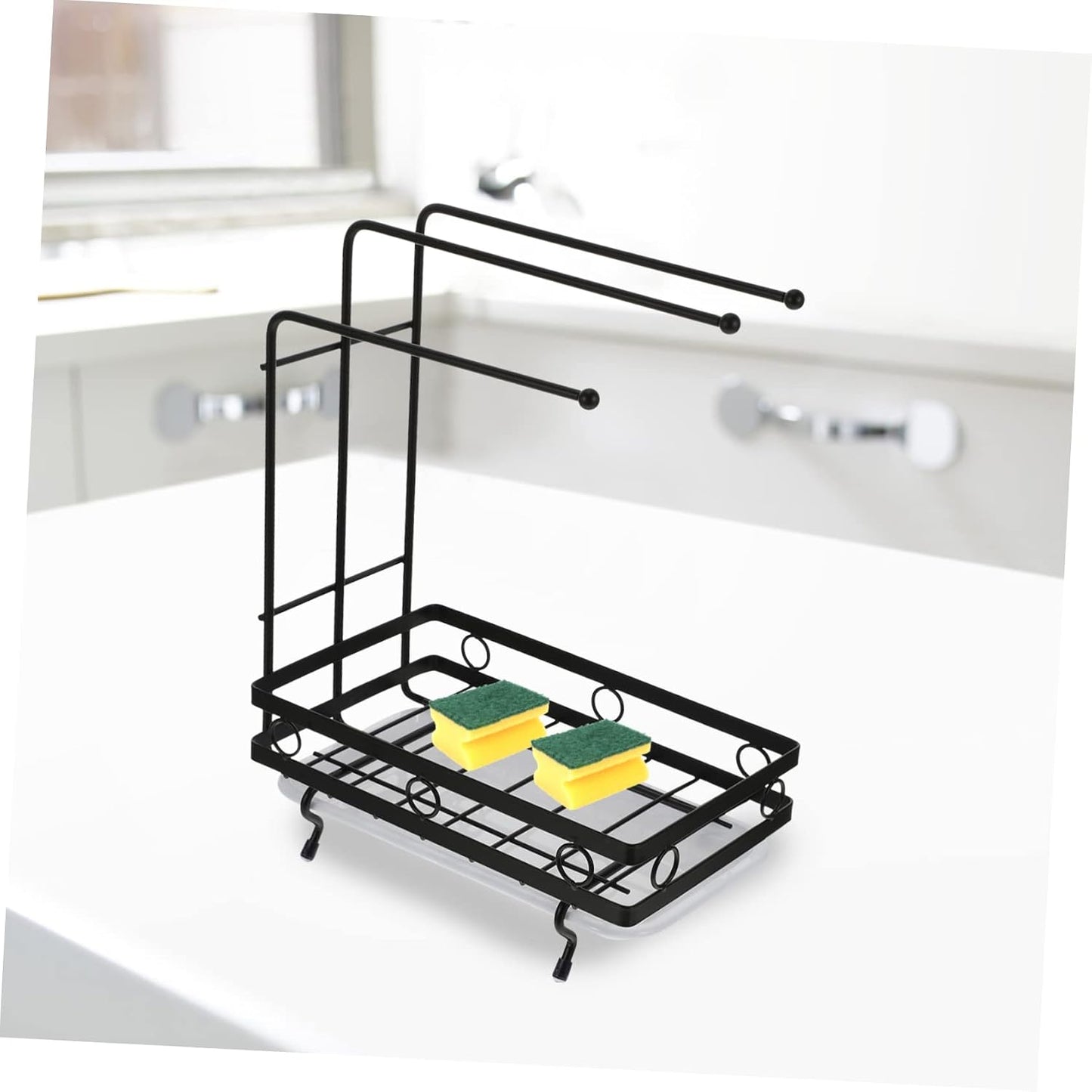 SHOWERORO 1pc Kitchen Sponge Rack Dual Purpose Desktop and Wall Mounted Design for Dishcloths and Cleaning Brushes Premium and Keeps Rags Dry and Organized
