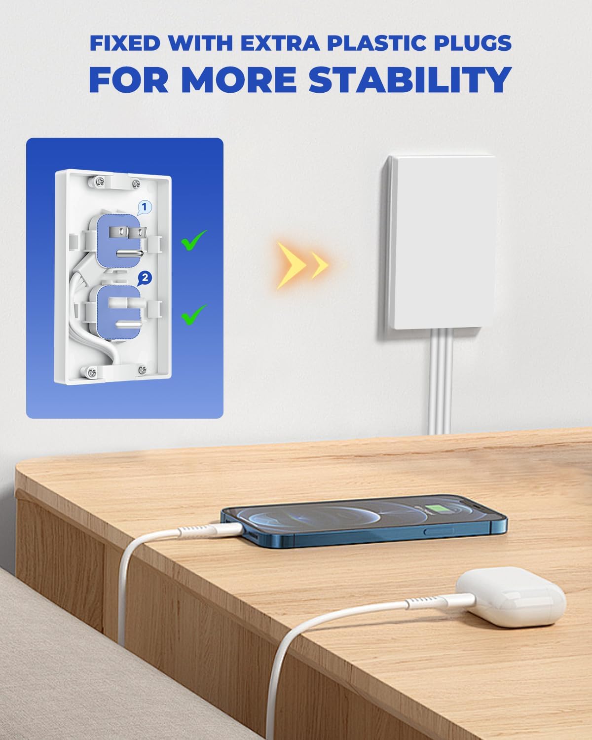 Saker Outlet Concealer Power Strip | 5ft Flat Plug Extension Cord with 3 Outlets,1625W | Universal Size Outlet Cover Baby Proofing | Cover Extension Cord for Kitchen, Home and Office