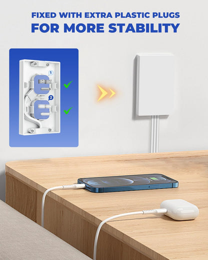 Saker Outlet Concealer Power Strip | 5ft Flat Plug Extension Cord with 3 Outlets,1625W | Universal Size Outlet Cover Baby Proofing | Cover Extension Cord for Kitchen, Home and Office