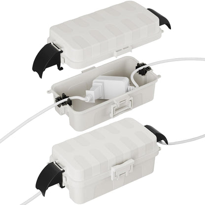 FLEMOON IP55 Outdoor Electrical Box Waterproof with Detachable Awning Covers, 7.1 * 3.9 * 2.4 inch Weatherproof Extension Cord Cover, Easy Installation for Outdoor Plug, Outlet, String Lights, Black