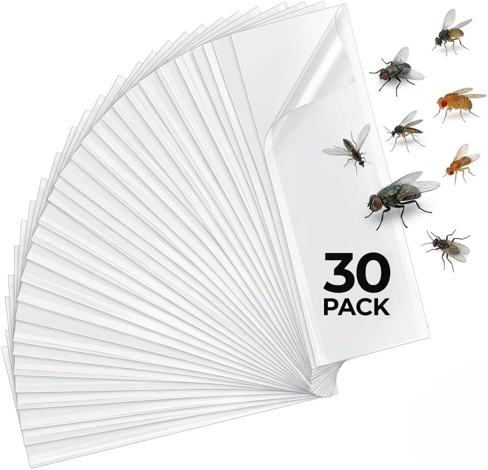 30 Pack Window Fly Trap Strips 8.26"x2.78", Sticky Fly Strips, Flying Insect Trap Indoor Outdoor Fruit Fly Trap, Mosquito Trap & Gnat Trap, Mosquito Stickers for Home Kitchen Windows, Glass Doors