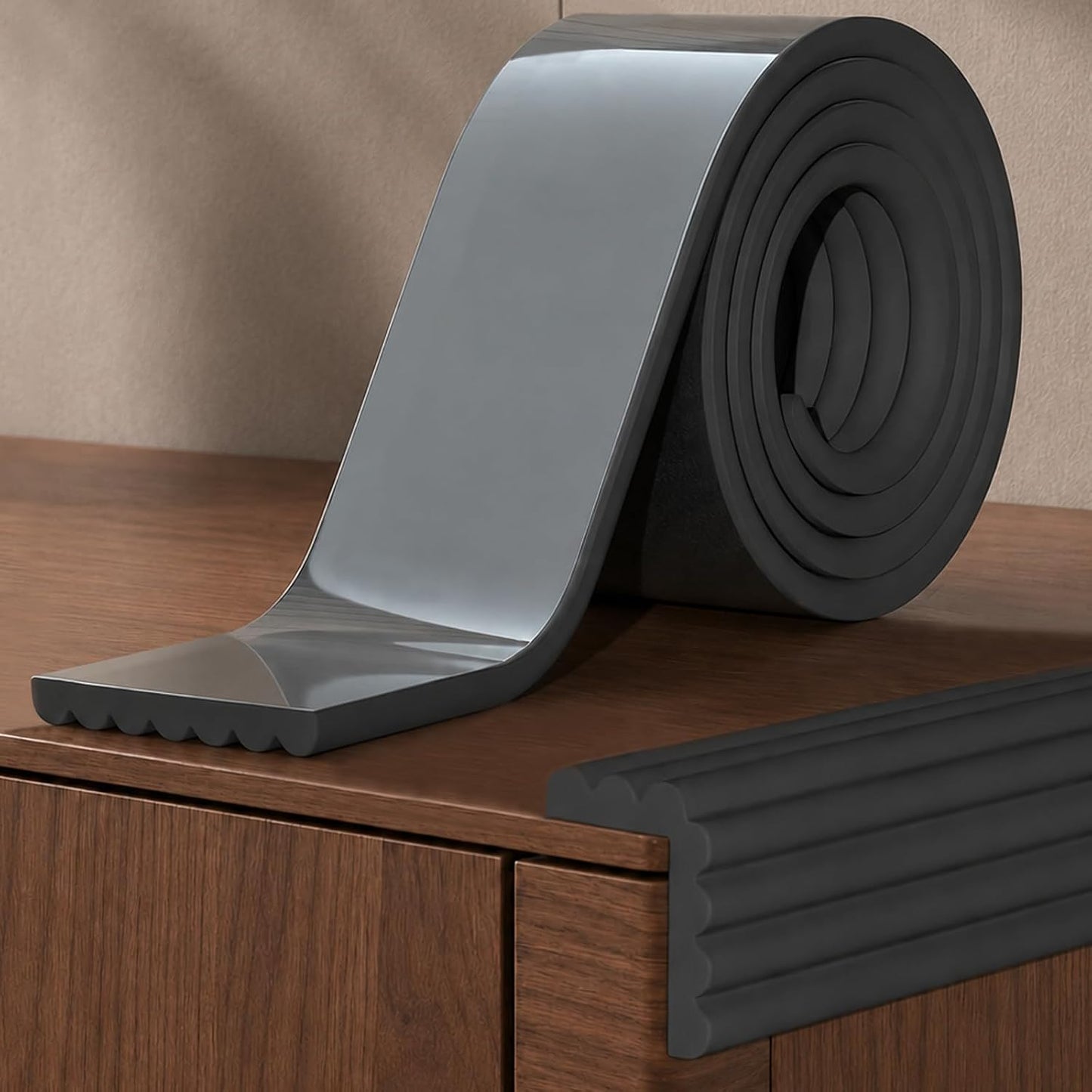 Edge Protector for Baby Proofing,Soft Foam Safety Bumper,Strong Adhesive Edge Guard Strip,Furniture Fireplace Table Cabinet Safety Cover for Baby,3.14in x 6.56ft,Black