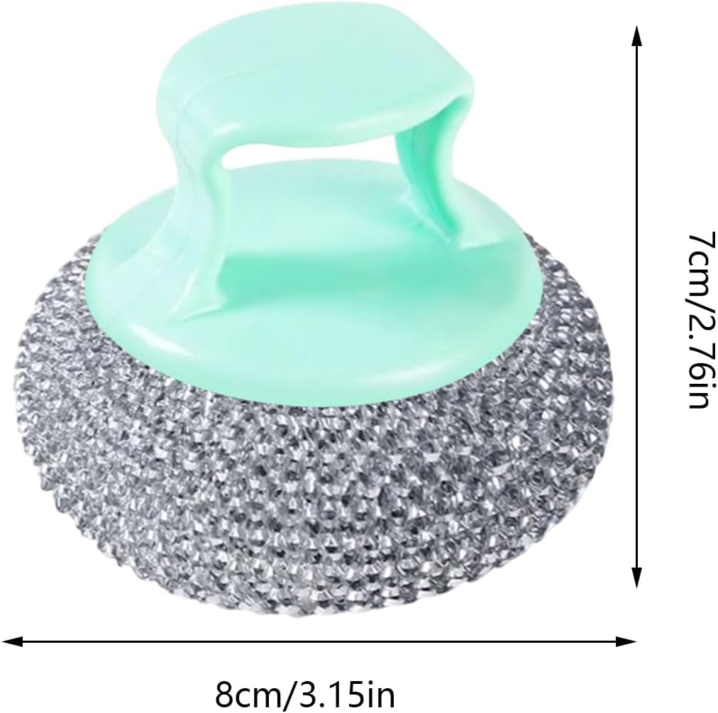 Dish Scrubber - Non Scratch Short Handle Brush for Cleaning | Durable Nylon Fiber with Soft Ball Pad, Stain Removing Scouring Tool, Easy Grip Handle for Pots, Pans, Grill, Sink, Kitchen Household Use