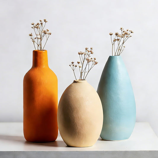 Modern Ceramic Vase Set of 3,Neutral Colors,Decorative Vases for Living Room Centerpiece Shelf Bedroom Entryway Mantel Kitchen Desk Office
