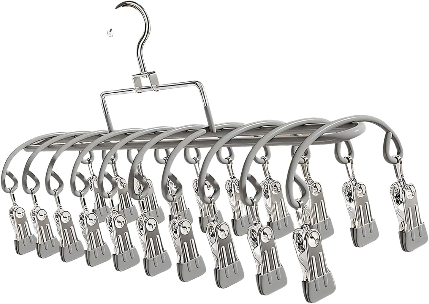 Stainless Steel Garment Hanger 20 Secure Foldable Clips Home Vacation Accessory Outdoor Portable Garment Drying Hanger