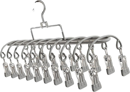 Stainless Steel Garment Hanger 20 Secure Foldable Clips Home Vacation Accessory Outdoor Portable Garment Drying Hanger