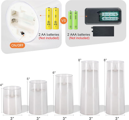 Homemory Realistic Flickering Battery Operated Candles, LED Fake Electric Candle with Remote Control and Timer, Flameless Candles for Home, Christmas Decoration, White, Set of 3