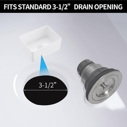 Kitchen Sink Drain Assembly Kit, 3-1/2 Inch Brushed 304 Stainless Steel Basket Strainer with Deep Removable Basket, Stopper & Cover Lid, Fits Standard Kitchen Sinks