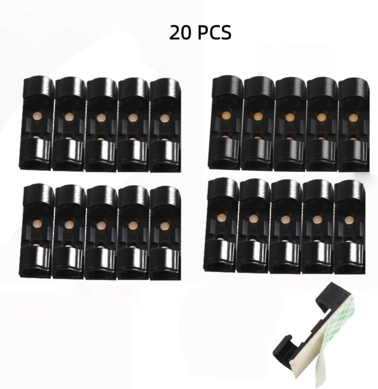 20 Pieces Strong Adhesive Cable Wire Management Clips - Self-Adhesive Cord Organizer Clamps for Wall, Under Desk, Car, Office & Home (Black)