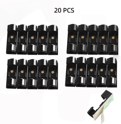 20 Pieces Strong Adhesive Cable Wire Management Clips - Self-Adhesive Cord Organizer Clamps for Wall, Under Desk, Car, Office & Home (Black)