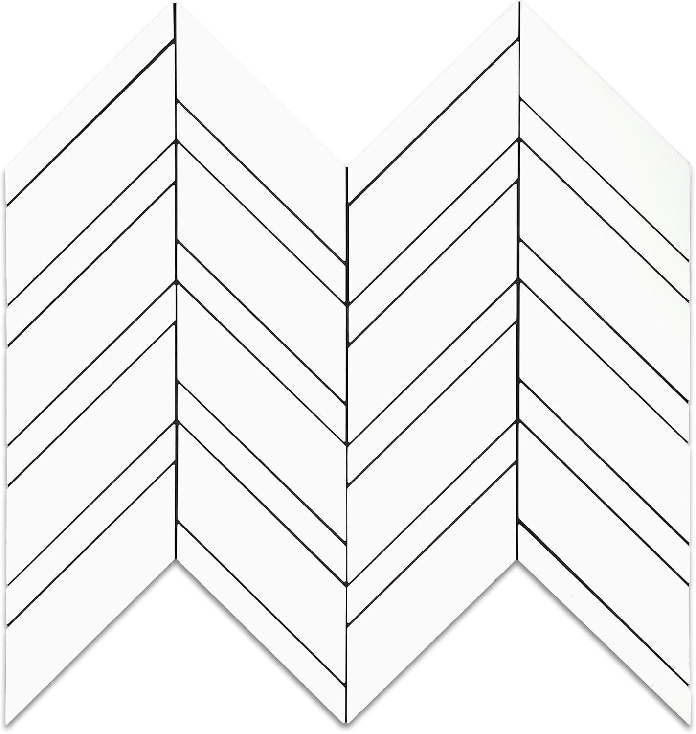 Yipscazo 10-Sheet Herringbone Backsplash Peel and Stick Tile, Polished White PVC Stick on Backsplash for Kitchen, Waterproof Self Adhesive Wall Tile for Bathroom