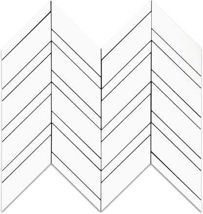 Yipscazo 10-Sheet Herringbone Backsplash Peel and Stick Tile, Polished White PVC Stick on Backsplash for Kitchen, Waterproof Self Adhesive Wall Tile for Bathroom