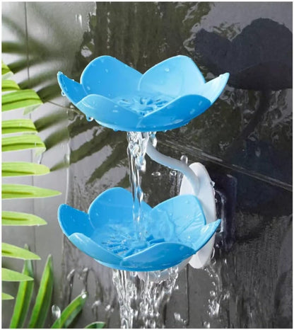 Soap Dish Holder for Shower Bar Double Layer Cute Lotus Shape Adhesive Tray Sink Wall Mounted Shampoo NO-Drilling Self Draining Hanging Saver Rack Plastic Bathroom Bathtub Kitchen，Pink