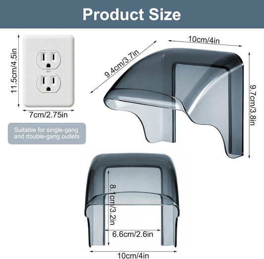 Outdoor Waterproof Outlet Cover for Single-Gang Duplex Receptacle (NEMA 5-15R), Weatherproof Electrical Socket Protector 2.6" x 3.2", Wall Plate Guard for Outdoor & Bathroom Use (Gray)