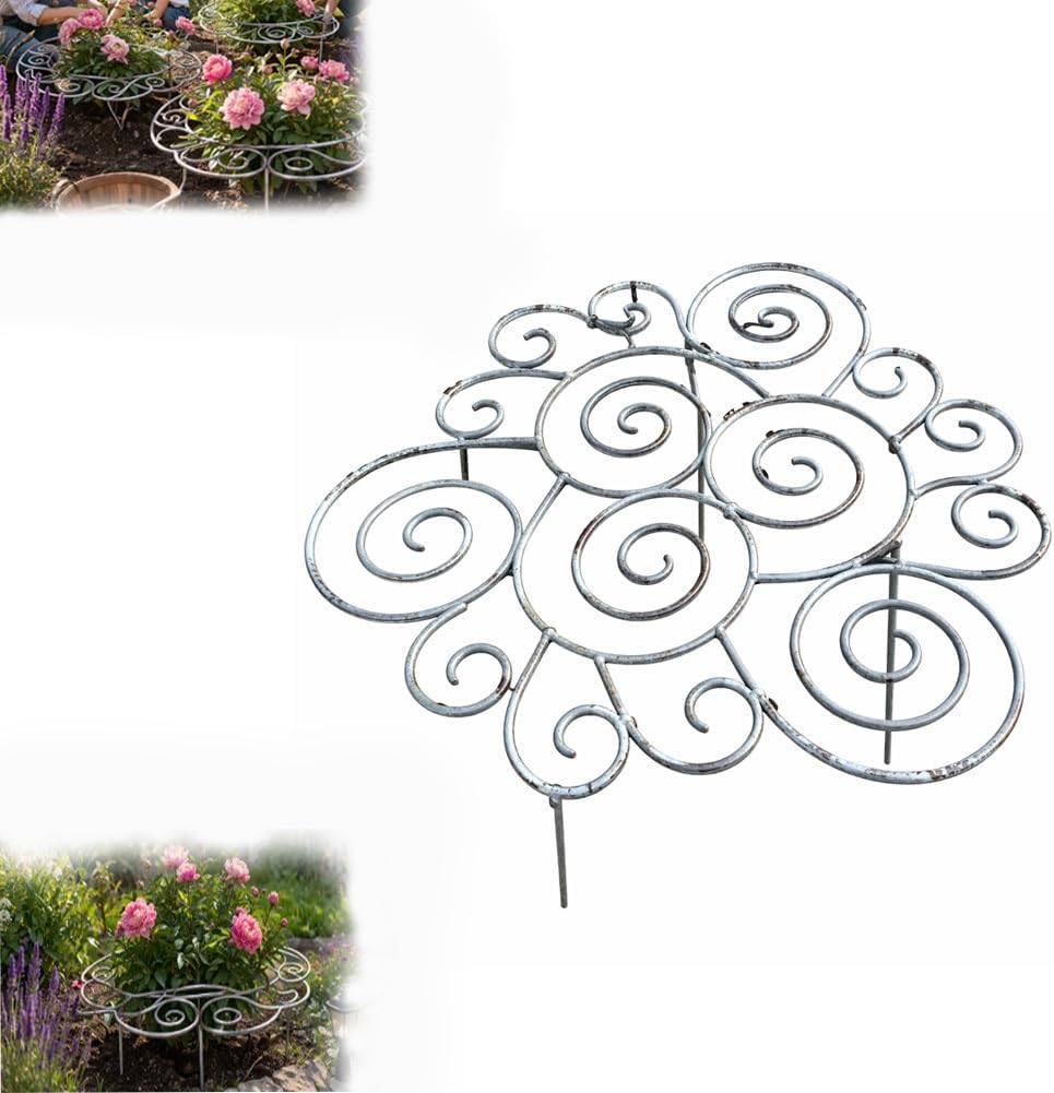 Metal Plant Support Ring for Garden, Peony Cage Stand, Indoor Pots, Flower Hoop, Decorative Grow Through Rings, Stackable Houseplant Stake, Dahlia Cage, Outdoor Orchid Clip(1PC,Medium)