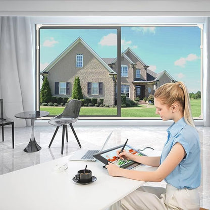 DIY Magnetic Window Screen with Adjustable Size | Easy and Fast Installation, Window Screen net kit White Frame with Gray Fiberglass mesh