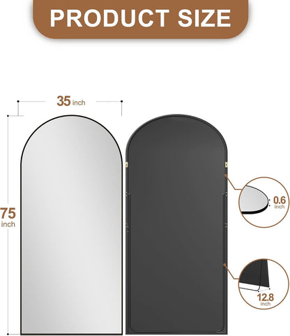 Delma Arched Mirror Full Length,Standing Mirror Full Body,Large Floor with Stand for Wall Entryway Door Bedroom Bathroom Living Room