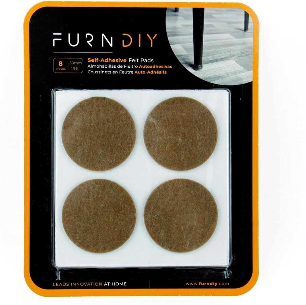 Furndiy Felt Furniture Pads for Hardwood Floors, Self-Adhesive Felt Pad for Chairs & Seat Legs, Easy Slide, Anti Scratch, Noise Stopper, Bumper & Buffer, Floor Protection - Based in USA - 0.8'' Black