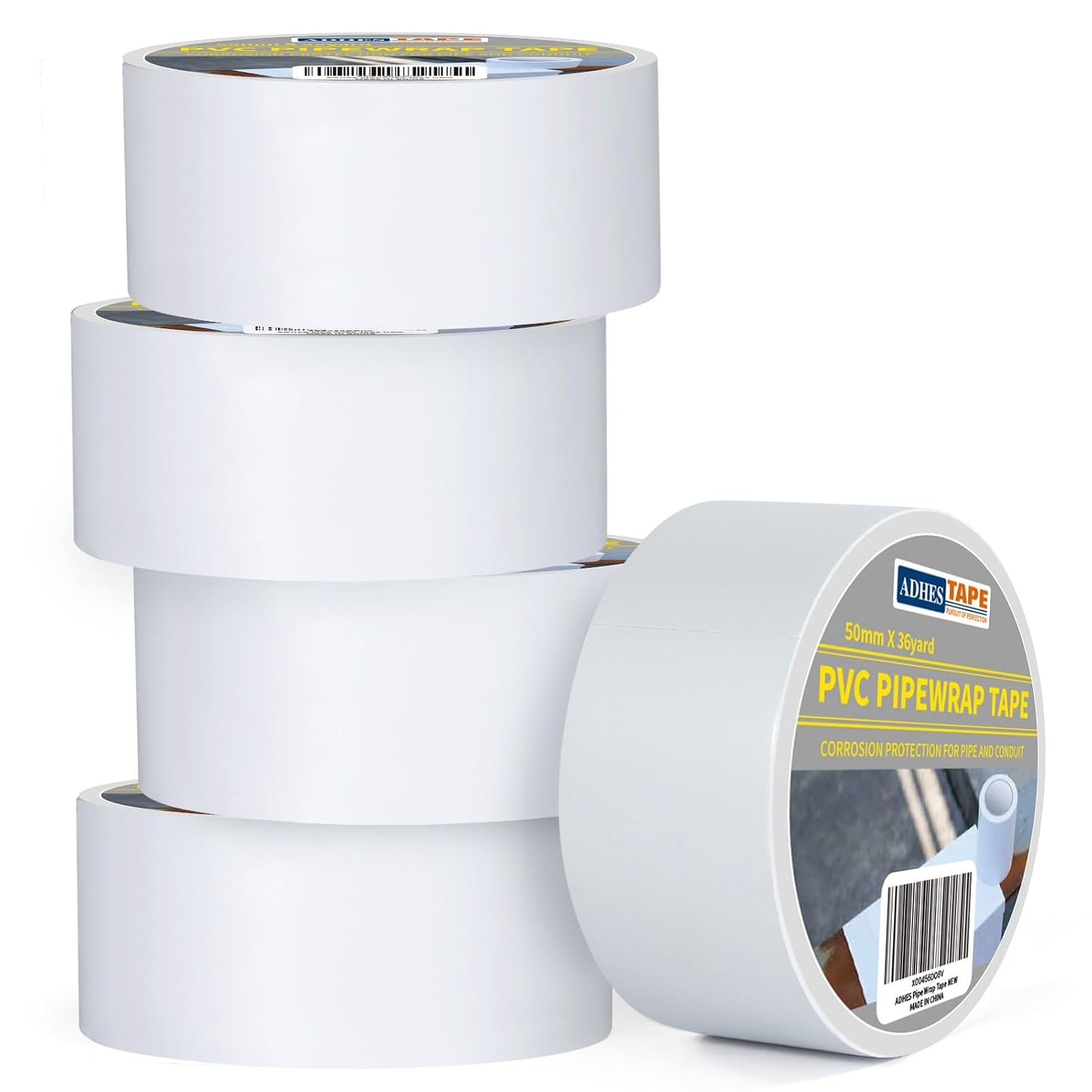 ADHES Corrosion Protection Pipe Tape, PVC Weatherproof Pipe Wrap Tape for Drain Pipe, Metal & Electrical Piping, Underground Pipe, 2 Inch X 36 Yds, White