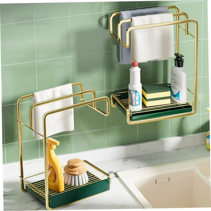 Wall Hanging Kitchen Drain Rack Practical Storage Stand for Duster Cloth Cleaning Sponge Lightweight Material with Water Tray for Easy Access and Drying Kitchen
