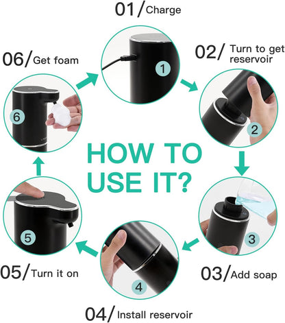 LAOPAO Soap Dispenser, Automatic Foaming Hand Soap Dispenser Touchless Rechargeable Bathroom Countertop Soap Pump for Kids Xmas Gift 300ml