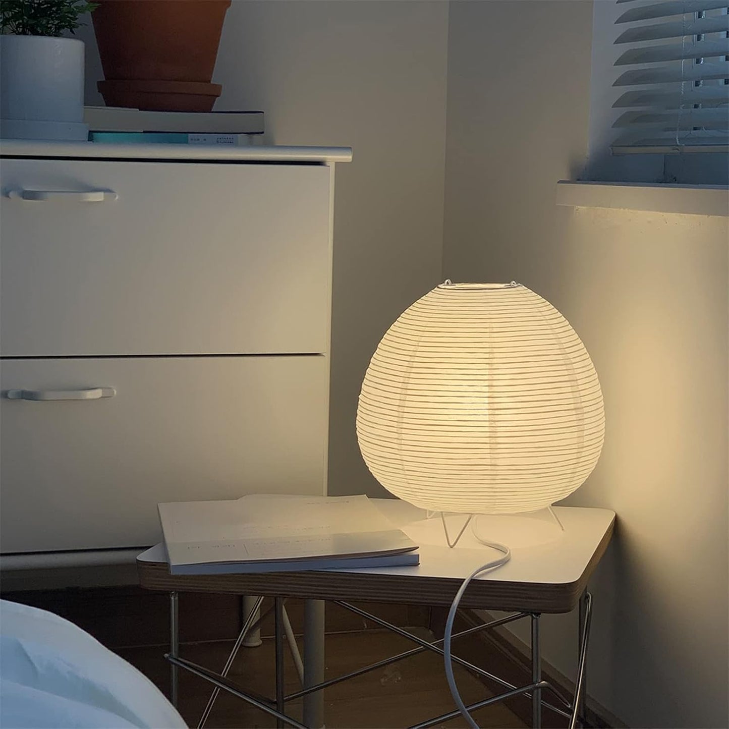 Paper Lantern Lamp - Rice Paper Table Lamp Bedside Modern Desk Lamp for Nightstand, Dresser, Living Room, Dorm, Office