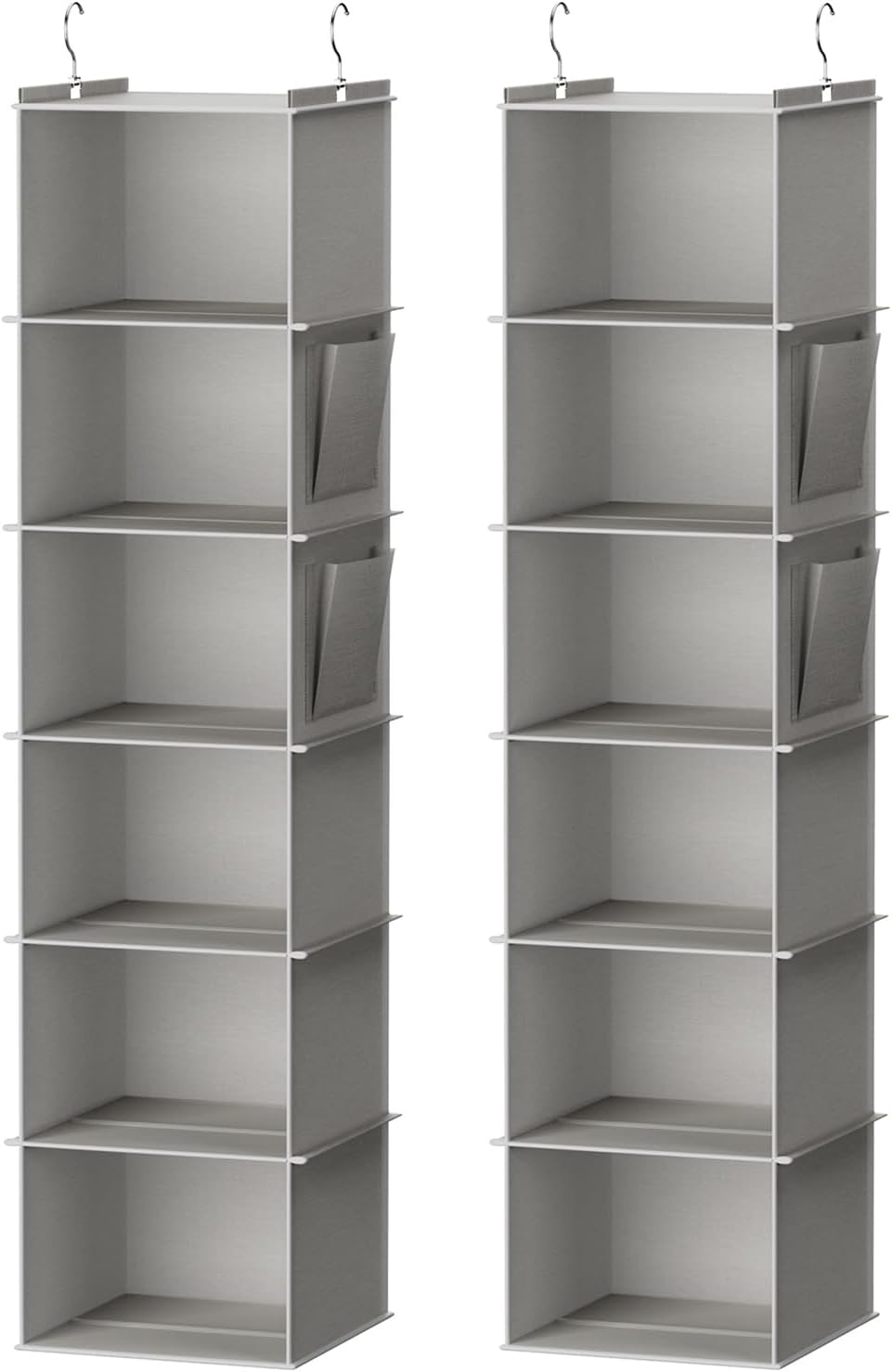 YOUDENOVA Hanging Closet Organizer, 6-Shelf Closet Hanging Storage Shelves, 2 Packs, Grey