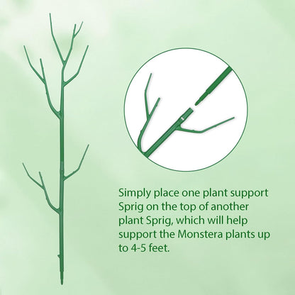 10-Pack Stackable Plant Stakes for Monstera, Pothos & Climbing Plants | 14.57-Inch Tall Branch-Style Plant Support - Reusable Plastic Stake Helps Plants Grow Upright Indoors & Outdoors