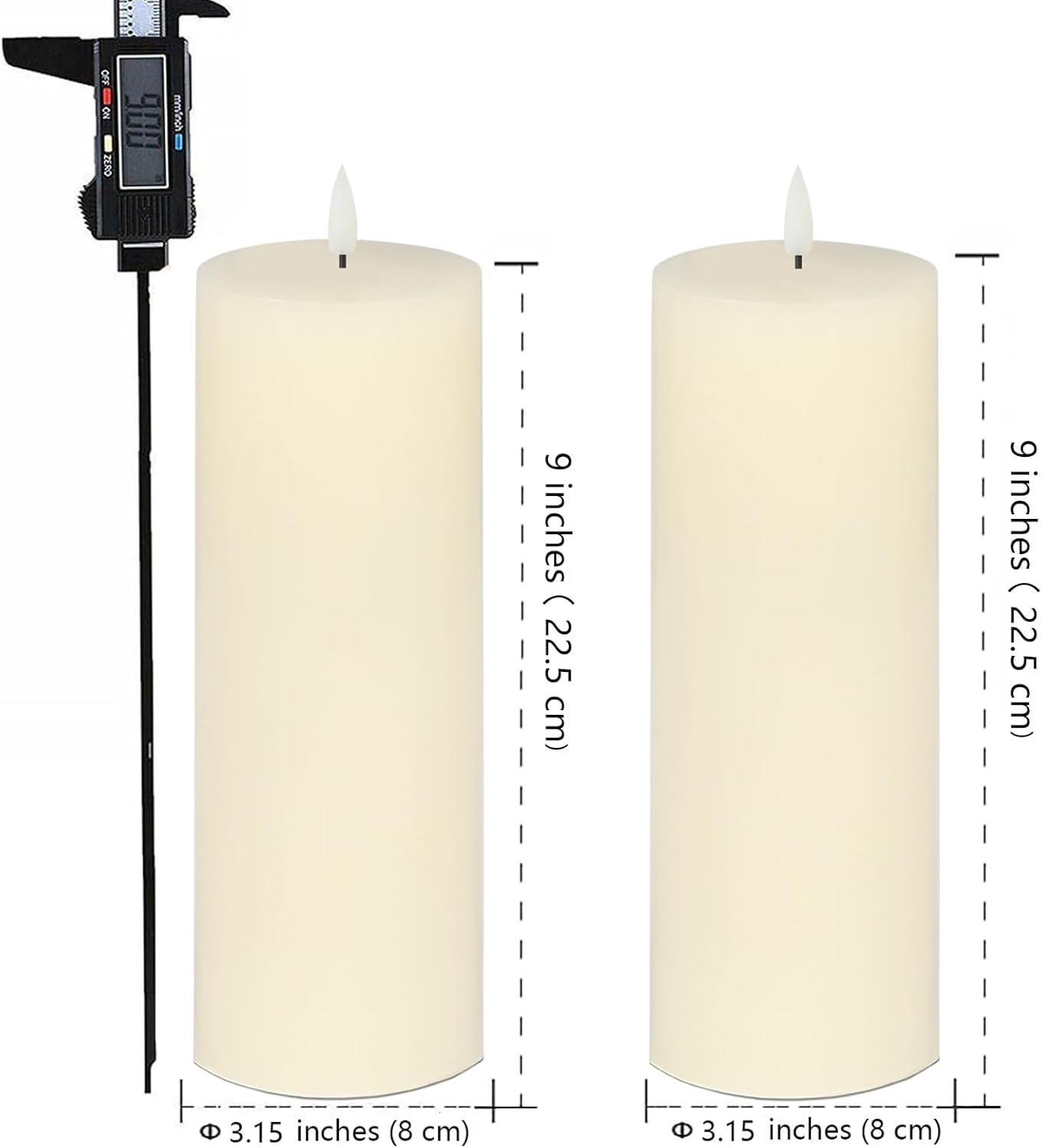 volnyus White Flameless Candles Set of 2 (3x6 inch) Flickering LED Wax Candles Battery Operated with Remote Control Timers for Night Light/Fireplace/Party Dimmable Pillar Candles Flat top
