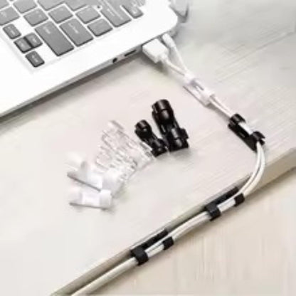 20 Pieces Strong Adhesive Cable Wire Management Clips - Self-Adhesive Cord Organizer Clamps for Wall, Under Desk, Car, Office & Home (Black)