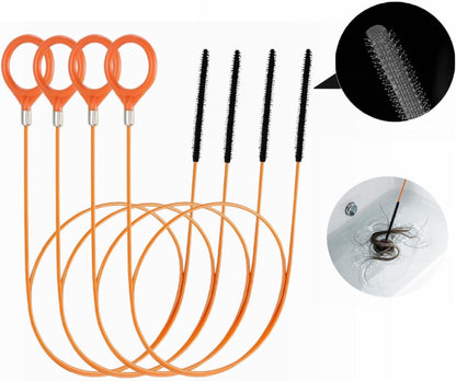 35 Inch Drain Snake Hair Clog Remover Tool, Long Flexible Anti-Break Steel Plumbing Snake, for Bathroom Sink, Shower, Tub, Pipe Drain (4 Pack)