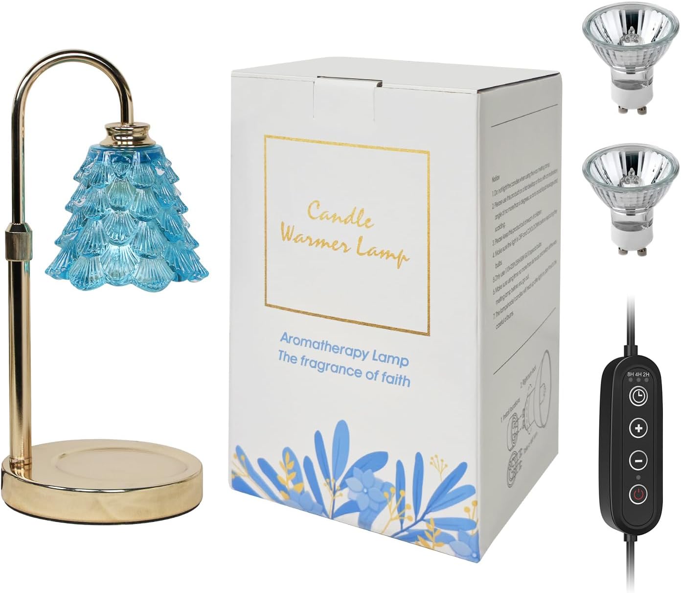 Fragrance Candle Warmer Lamp with 2 Bulbs Electric Candle Warmer with Timer & Dimmer for Home Decor