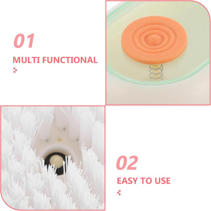 Uonlytech Manual Press Shoe Cleaning Brush Abs and TPR Material Anti-Slip Handle Soft Bristles with Soap Dispenser for Shoes and Clothes Cleaning, for Home and Outdoor Use