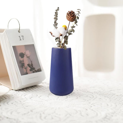White Ceramic Vase, GUKJOB Small Cute Flower Vase for Pampas Grass, Home, Living Room, Dining Table, Farmhouse, Office Decor, Bedroom, Table, and Kitchen Shelf (White- 2PCS)