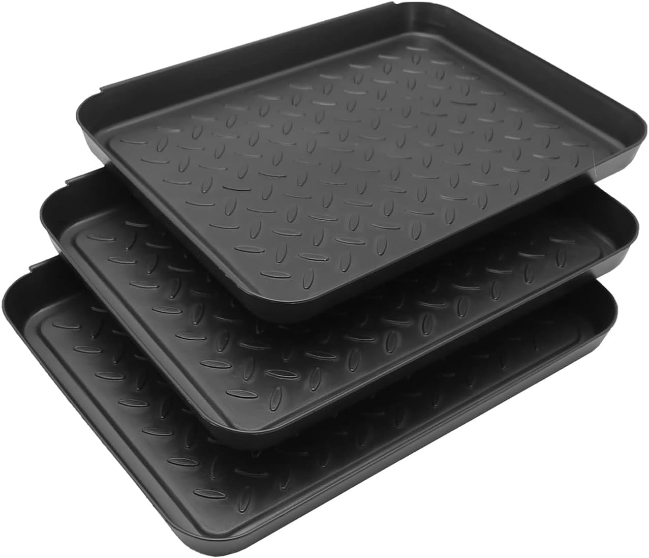 Anxingo 3 Pack (13.75 x 10.58 inches) Home Boot Tray Black Shoe Border Mat Heavy Duty Floor for Indoor Outdoor Pet Feeding Mat Rubber Shoe Mat-Trash Can Mat-Water Cooler Mat-Wet Shoe Mats