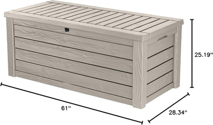 Keter 150 Gallon Resin Large Deck Box Organization and Storage Box for Patio, Outdoor Cushions, Garden Tools, Brown | Hydraulic Pistons, Resin, Weatherproof