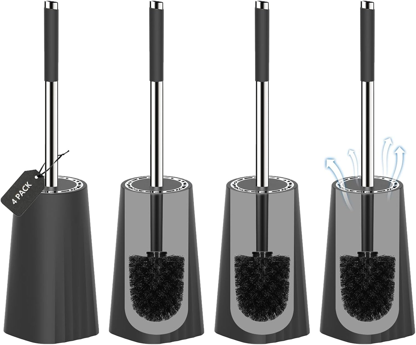SetSail Toilet Brush, Compact Size Toilet Bowl Brush and Holder Toilet Brushes for Bathroom with Stainless Steel Handle Toilet Cleaner Brush with Durable Scrubbing Bristles, Splash-Proof