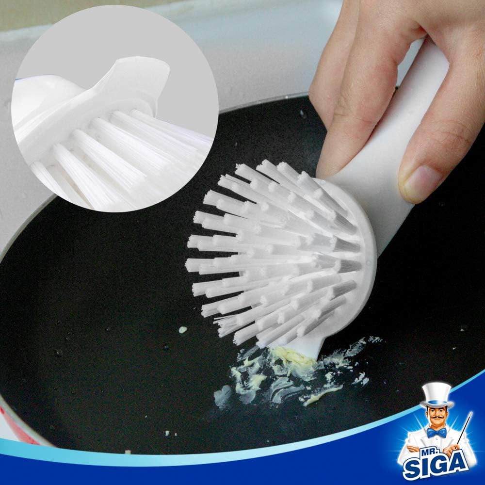 MR.SIGA Pot and Pan Cleaning Brush, Dish Brush for Kitchen, Lake Blue, Pack of 2