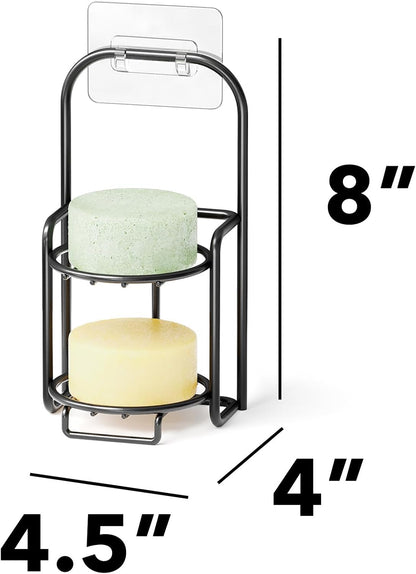 SpaceAid 4 Tier Shampoo Bar Holder for Shower, Self Draining Soap Bar Holders Caddy for Bathroom Wall and Kitchen Sink, Shampoo Bar Dish Rack, Stainless Steel Bar Soap Holder (Black)