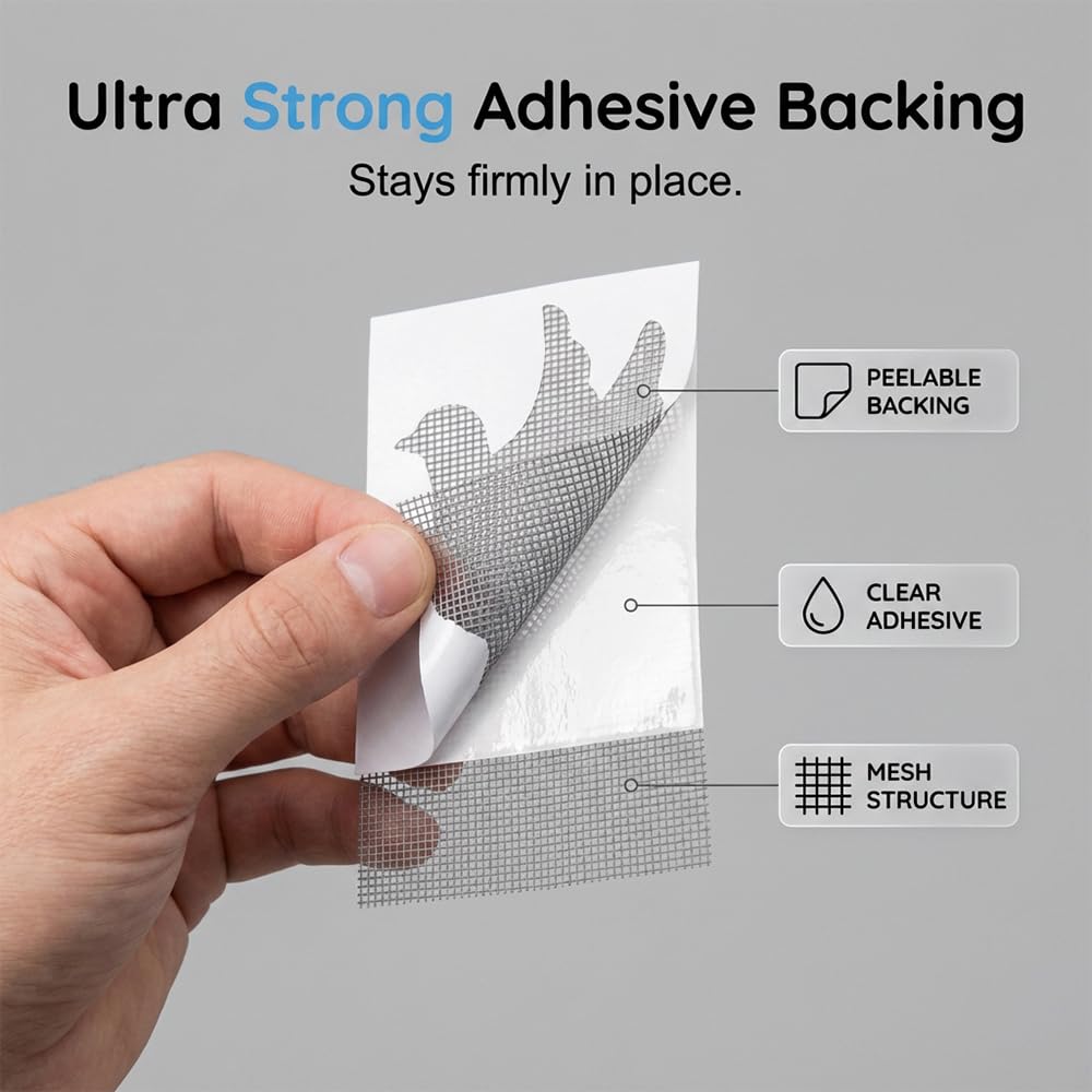Decorative Window Screen Repair Patches, Cute Shapes, Self-Adhesive Mesh Repair Kit for Window Screens, Door Screens & Tents, Waterproof & Long-Lasting Screen Hole Fixer (Kitten + Pigeon(20 Piece))