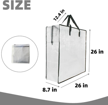 Clear Storage Bags with Zipper and Handles, Blanket Bags For Closet Storage, Moving and Packing Supplies for College, Underbed Storage Organizer for Clothes Pillow Bedding Christmas Wreath