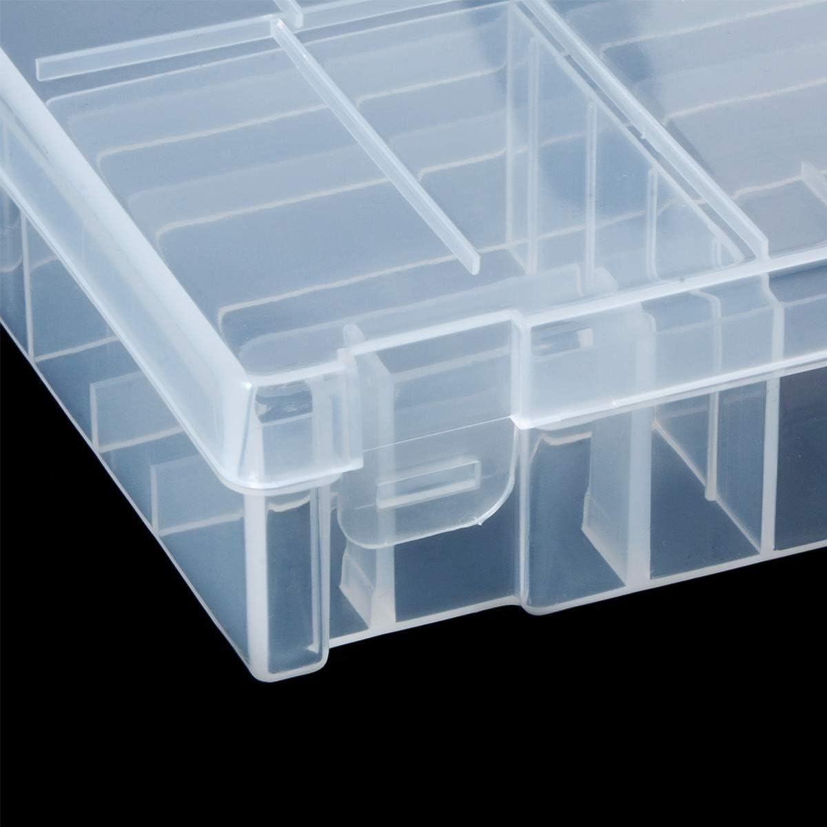 47 Batteries Organizer Storage Case Box Holder Clear Plastic Container Portable- Holds 16 AAA+20 AA+ 2 9V+5 C+4 D Various Sizes and Tester