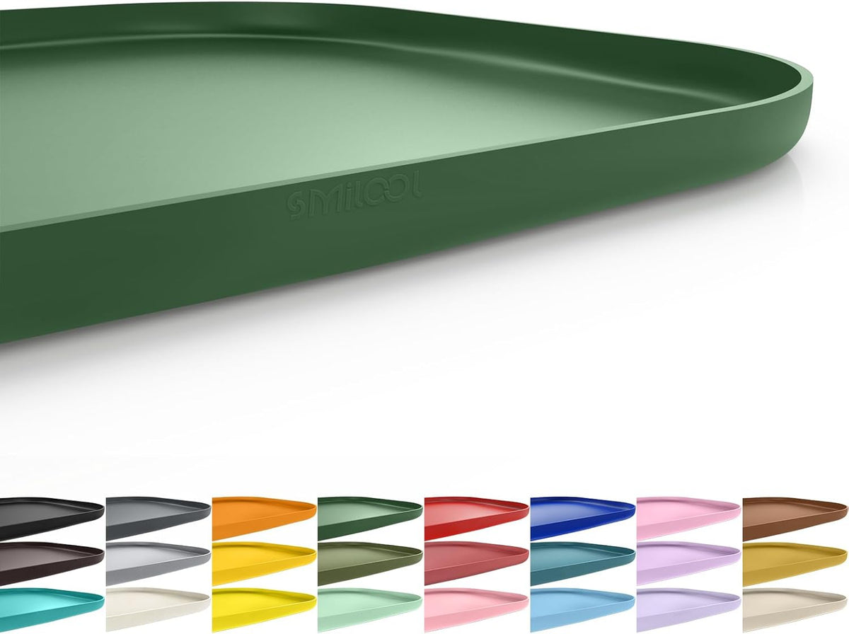 SMILOOL Silicone Pet Food Mat with Raised Edge for Food and Water Bowl, Dog Feeding Mats, Cat Food Trays for Floor Waterproof, Rubber Tray for Dogs and Cats, 19 x 12 x 0.7 Black