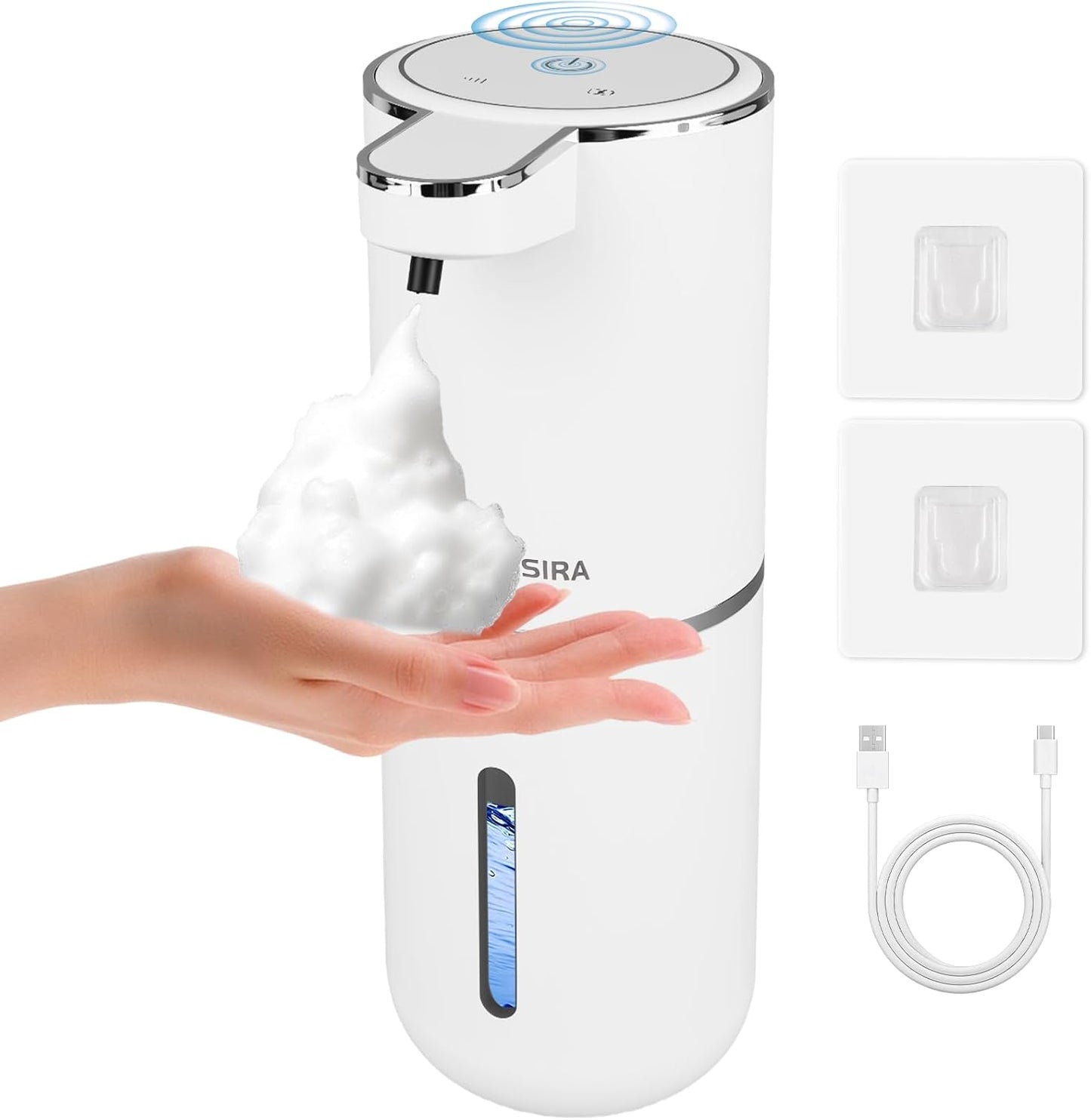 Automatic Liquid Soap Dispenser Touchless, USB Rechargeable Hand Soap Dispenser, 4 Adjustable Volume Levels, IPX5 Waterproof, 12.8oz/380ml Wall Mounted for Bathroom Kitchen Countertop, White